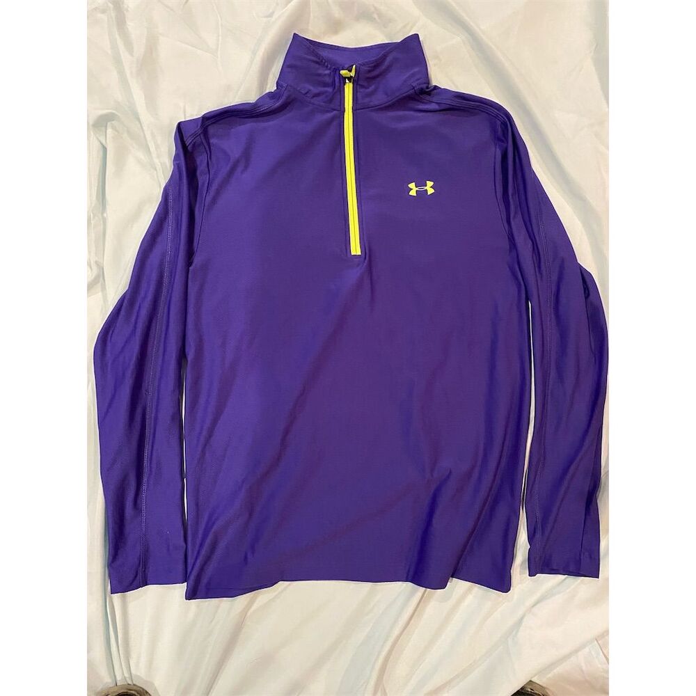 Under Armour Women's 1/4 Zip Pullover Purple Yellow Size S Running Training‎